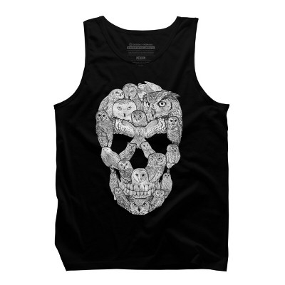 Men's Design By Humans Sketchy Owl Skull By Dinny Tank Top