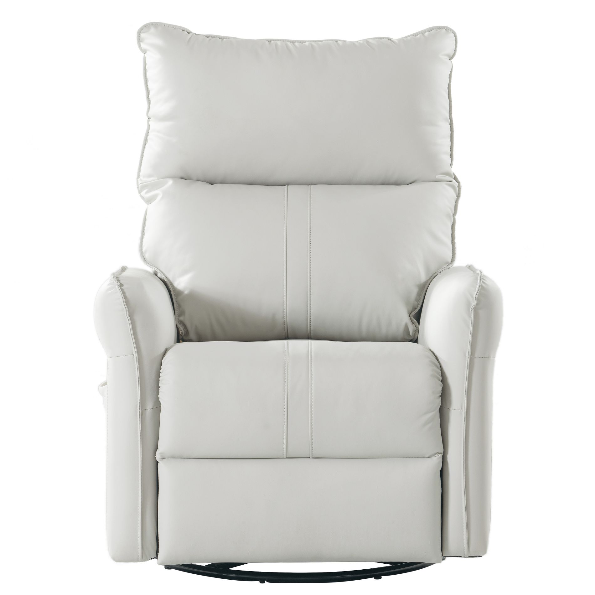 TiramisuBest 270 Power Swivel Rocker Recliner Chair, PU Leather Electric Glider with USB Ports for Living Room & Nursery, Light Gray