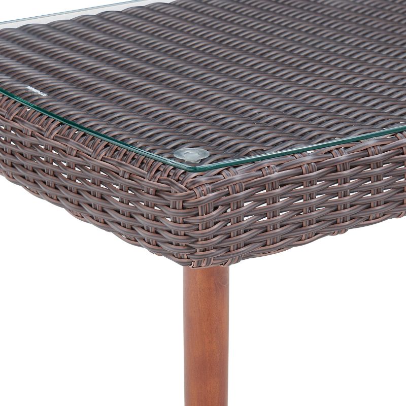 All-Weather Wicker Athens Outdoor Coffee Table with Glass Top Brown - Alaterre Furniture, 6 of 13