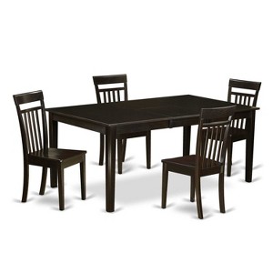 HomeStock 5-Pc Cappuccino Solid Wood Top - Dining Room Set with Leaf - Seats 4 - 1 of 4
