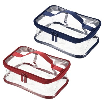 Unique Bargains PVC Zipper Waterproof Portable Travel Storage Makeup Bag 2 Pcs