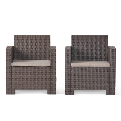 St. Johns 2pk Faux Wicker Club Chairs - Brown/Beige - Christopher Knight Home