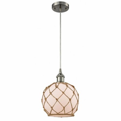 Farmhouse Rope - 1 Light Cord Hung Mini Pendant In Industrial Style-10 Inches Tall and 8 Inches Wide