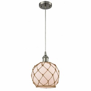 Farmhouse Rope - 1 Light Cord Hung Mini Pendant In Industrial Style-10 Inches Tall and 8 Inches Wide - 1 of 1