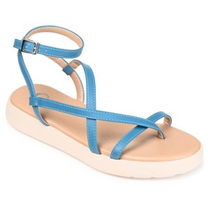 Journee Collection Womens Jeselia Tru Comfort Foam Ankle Strap Flat Sandals Blue 6.5 - 1 of 4