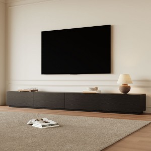 POVISON Modern Black TV Stand, Minimalist Long Media Console for up to 100 Inch TV with 4 Drawers, Sub-package, 118" - 1 of 4