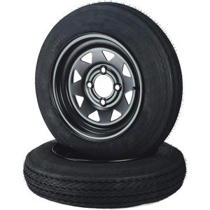 4.80x8 Trailer Tire & Wheel Assembly, Set of 2 - Load Range C 6PR, 4 Lug 4" Bolt Pattern, Black Steel Rim for Utility & Boat Trailers - 1 of 4