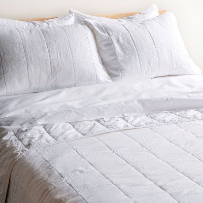 White Cotton Quilted Standard/Queen Sham Set