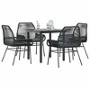 vidaXL Patio Dining Set with Cushions Garden Table and Chairs Poly Rattan Glass - Black 31.5" x 31.5" x 29.1" 4 Items - 2 of 4