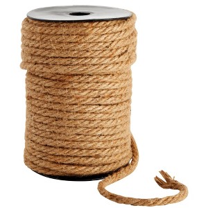 Genie Crafts 100 Feet Jute Rope for Crafts, 6mm Thick Braided Twine for Nautical Decor (Brown) - 1 of 4
