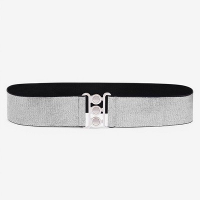 Anna-Kaci Wide Elastic Waist Belt with Gold Tone Clasp for Women