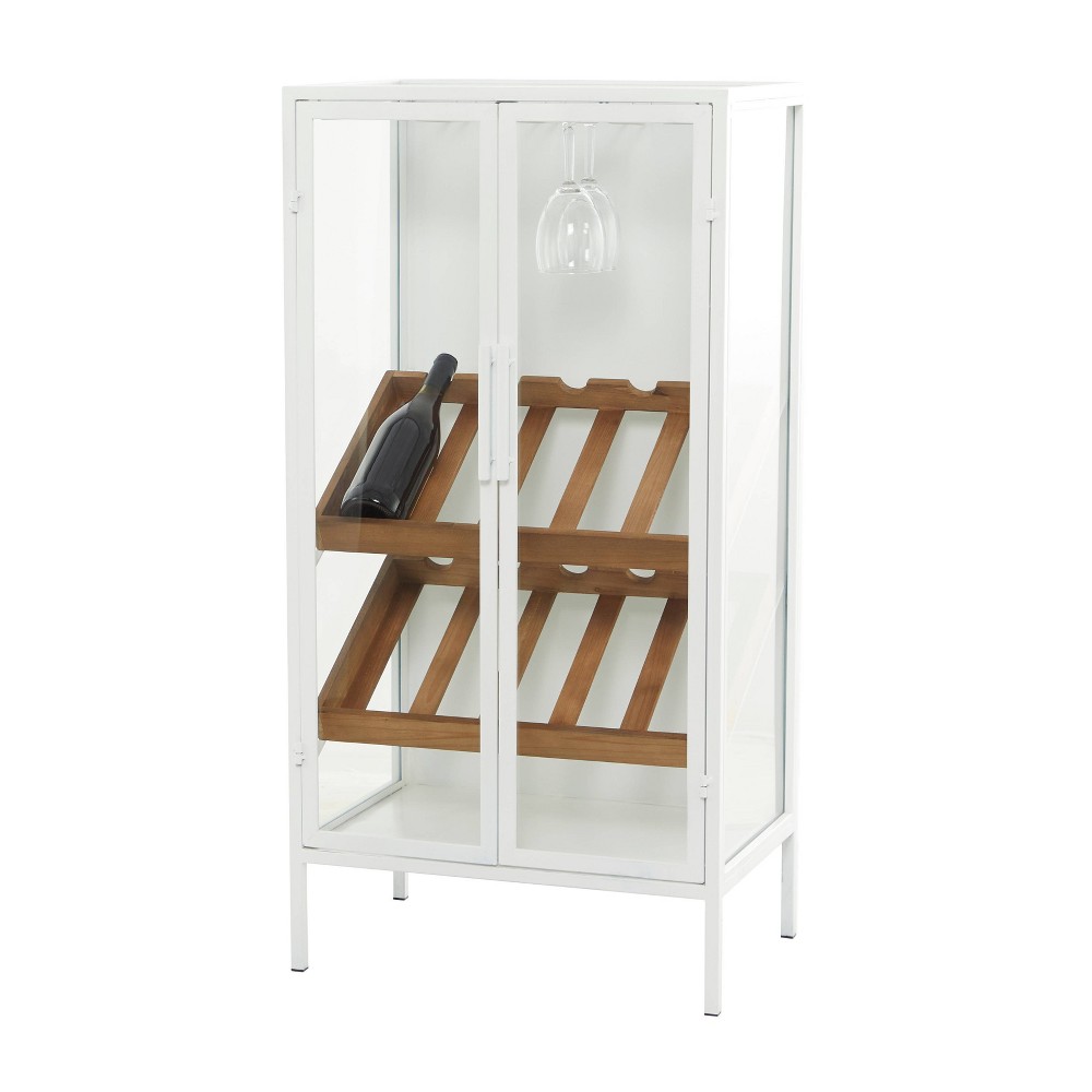 Photos - Display Cabinet / Bookcase Farmhouse Metal Standing Wine Rack White - Olivia & May