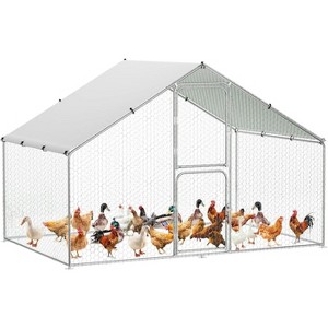 Acekool Heavy Duty Walk-In Chicken Coop, Large Outdoor Metal Hen House with Waterproof UV Cover, Round Top, 9.8'W x 13.1'L x 6.6'H Poultry Cage - 1 of 4