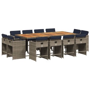 vidaXL Patio Dining Set, 12-Seater Outdoor Table and Chairs, Gray/Navy Blue/Brown - 1 of 4