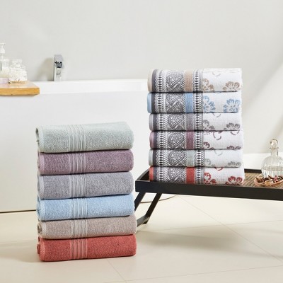 Modern Threads 6 Piece Reversible Yarn Dyed Jacquard Towel Set, Artesia  Damask. : Target