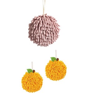 REGALWOVEN 3 Pack Soft Absorbent Fuzzy Chenille Decorative Hand Towels 6" x 6" - 1 of 4