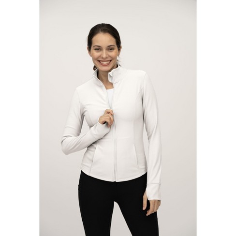 90 Degree By Reflex Womens Rib Altitude Full Zip Performance Jacket - White  - Small