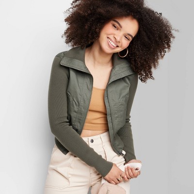 Olivia Cropped Army Green Cargo Jacket