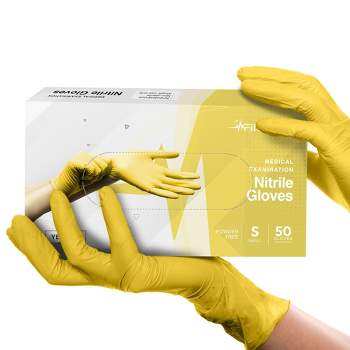 FifthPulse Nitrile Exam Gloves - Yellow - Box of 50, Perfect for Cleaning, Cooking & Medical Uses