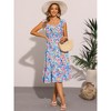 INSPIRE CHIC Women's Floral Print Midi Sleeveless Smocked Ruffle V Neck Flowy Boho Beach Dress - 4 of 4