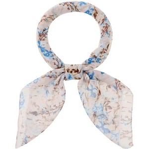 Elerevyo Women's Floral Chiffon Lightweight Skinny Neck Scarf Neckerchief - 1 of 4