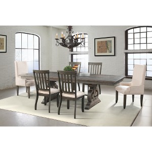 Stanford 7pc Dining Set Table, 4 Side Chairs And 2 Parson Chairs Dark Ash/Cream - Picket House Furnishings, Brown