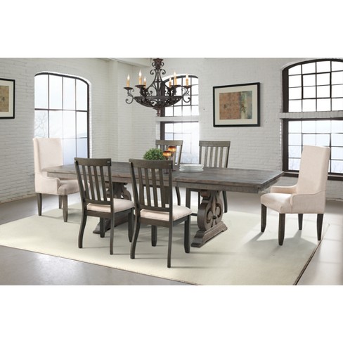Stanford 7pc Dining Set Table 4 Side Chairs And 2 Parson Chairs Dark Ash Cream Picket House Furnishings Target