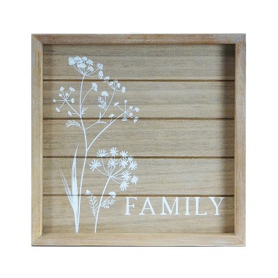 VIP Wood 11.75 in. Brown Family Floral Sign