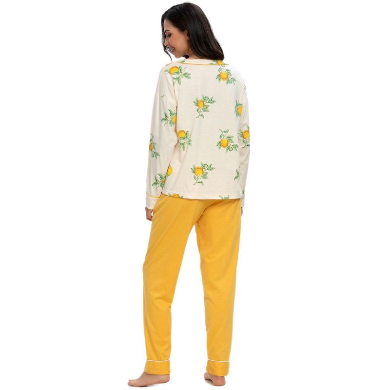 cheibear Womens Sleepwear Cute Print V-Neck Nightwear with Pants Loungewear Pajama Set, 3 of 6