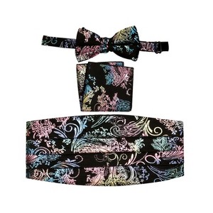 Gioberti Boy's Adjustable Satin and Paisley Cummerbund Set - 1 of 3