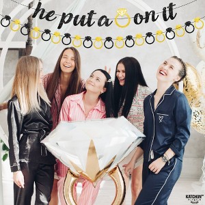 KatchOn, He Put a Ring On It Banner - 10 Feet, No DIY | Black and Gold Engagement Party Decorations, Bridal Shower Decorations - 1 of 4