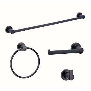 4pc Eastport Bathroom Accessory Kit Matte Black - Design House: Zinc Metal Set with Towel Ring & Toilet Tissue Holder - 1 of 4