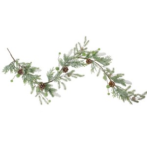 Northlight 5' X 10" Frosted Pine and Pine Cone Christmas Garland, Unlit - 1 of 3