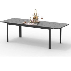 Osparple Expandable  Outdoor Dining Table,Rectangular  Patio Table with Black Frame and Height Adjustable Legs for 6 Person - 1 of 4