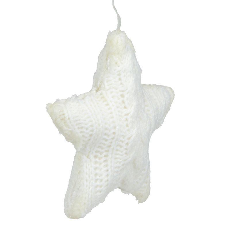 Northlight 4" Cream Cable Knit Star Christmas Ornament, 2 of 5
