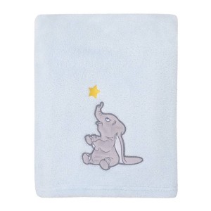 Disney Dumbo Shine Bright Little Star Super Soft Baby Blanket with Applique - Aqua/Gray/Yellow - 1 of 4