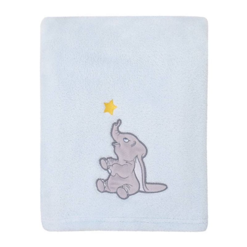 Disney Dumbo Shine Bright Little Star Super Soft Baby Blanket with Applique - Aqua/Gray/Yellow, 1 of 5