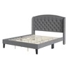 Bed Frame, Soft Velvet Upholstered Platform Bed Frame with Wingback Headboard and Button Tufted Design, Wood Slat Support - 2 of 4