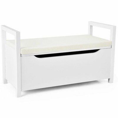 Costway Shoe Bench Storage Rack Cushion Seat Ottoman Bedroom Hallway Entryway White