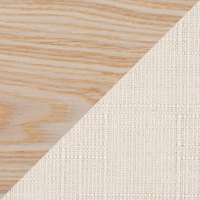 Cream Fabric and Natural Wood Swivel Counter Stools, Set of 2