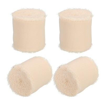Unique Bargains DIY Crafts Party Gift Wrapping Fringe Chiffon Silk Ribbon 4 Rolls