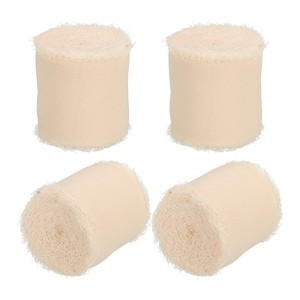Unique Bargains DIY Crafts Party Gift Wrapping Fringe Chiffon Silk Ribbon 4 Rolls - 1 of 4