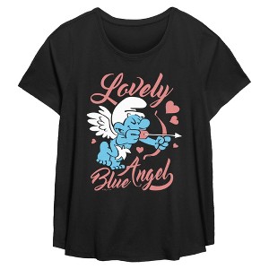 Women's The Smurfs Lovely Blue Angel T-Shirt - 1 of 3