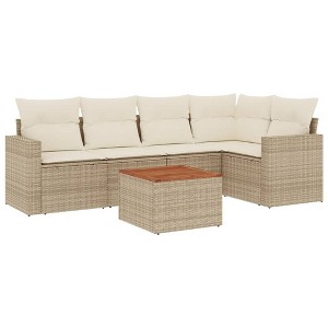 vidaXL Patio Sofa Set Beige PE Rattan Large Adjustable Feet - 1 of 4