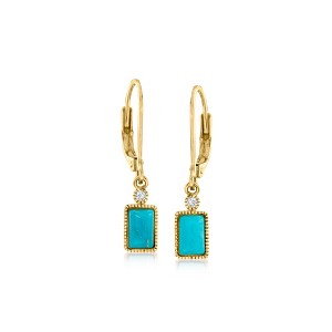 Pure Collection by Ross-Simons Turquoise Drop Earrings in 14kt Yellow Gold - 1 of 4