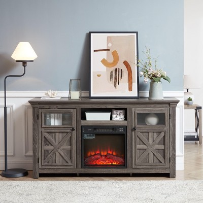 CAVINAS Farmhouse TV Stand with Storage Cabinets & Shelves,Barn Design Entertainment Console Table for TV