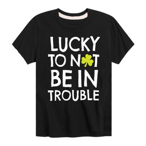 Boys' - Instant Message - St. Patrick's Day Lucky to Not Be In Trouble Short Sleeve Graphic T-Shirt - 1 of 4