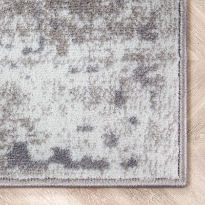 Ivory and Gray Vintage Oriental Rectangular Area Rug