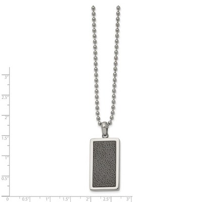 Chisel Stainless Steel with Black Stoving Varnish Rectangle Dog Tag on a 22" Ball Chain Necklace
