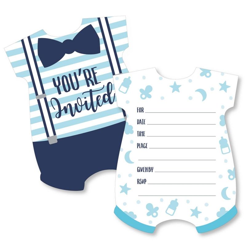 Big Dot of Happiness It's a Boy - Shaped Fill-in Invitations - Blue Baby Shower Invitation Cards with Envelopes - Set of 12, 1 of 8